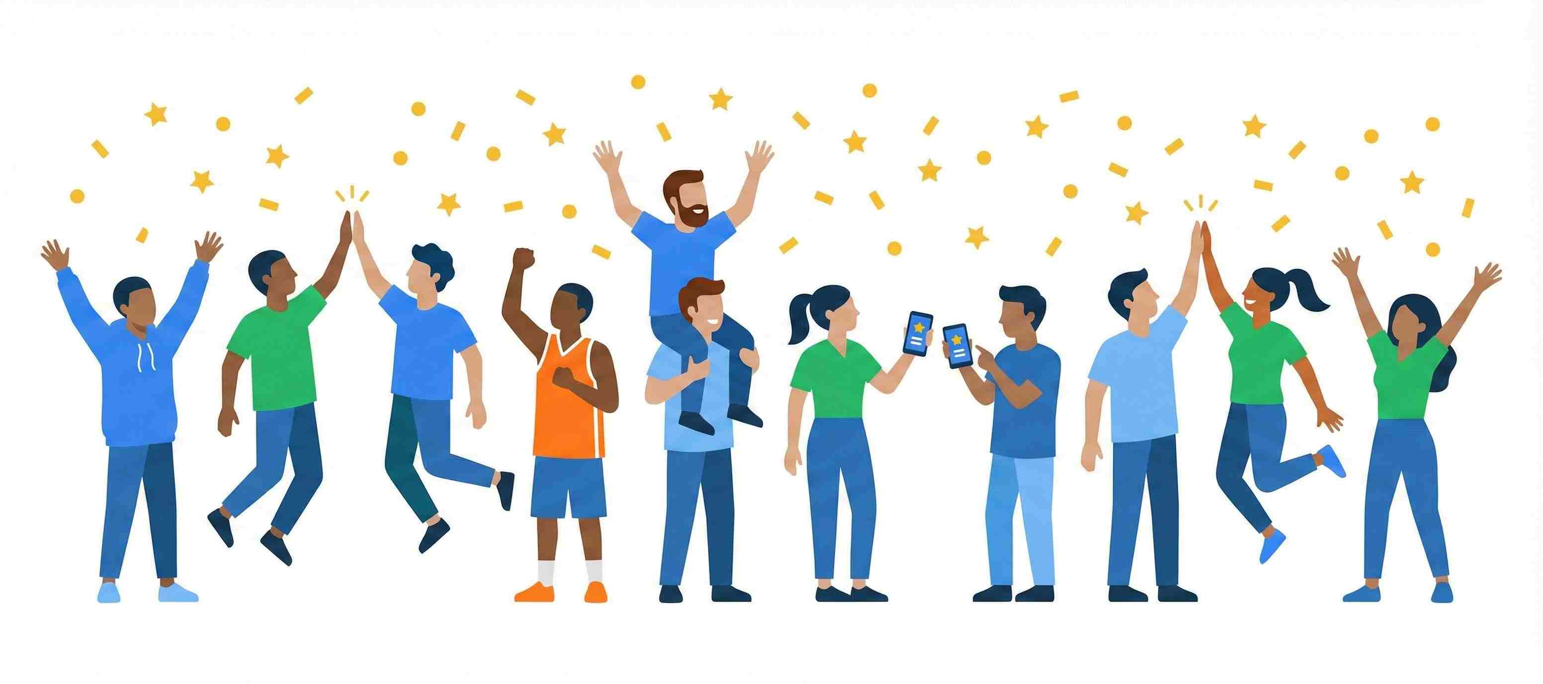 Friends celebrating a pool win